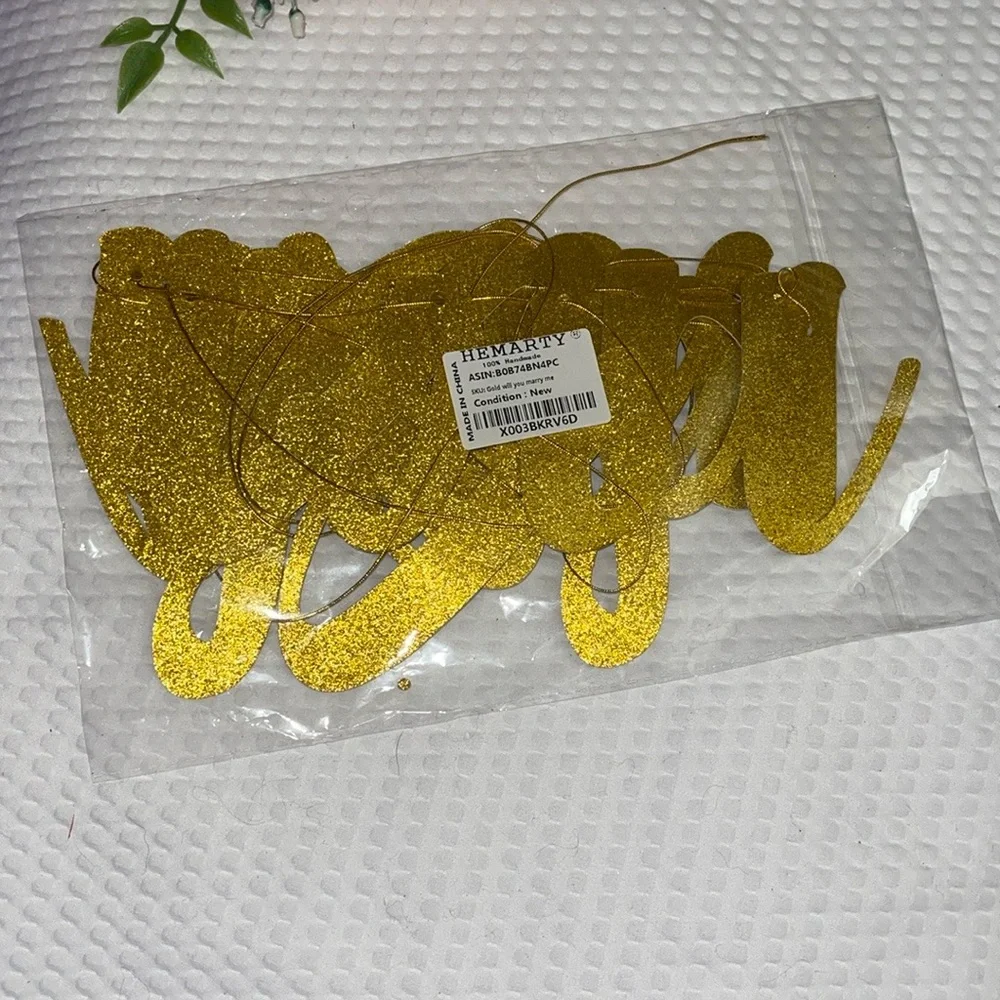 Gold Glitter 'Will You Marry Me?' Banner